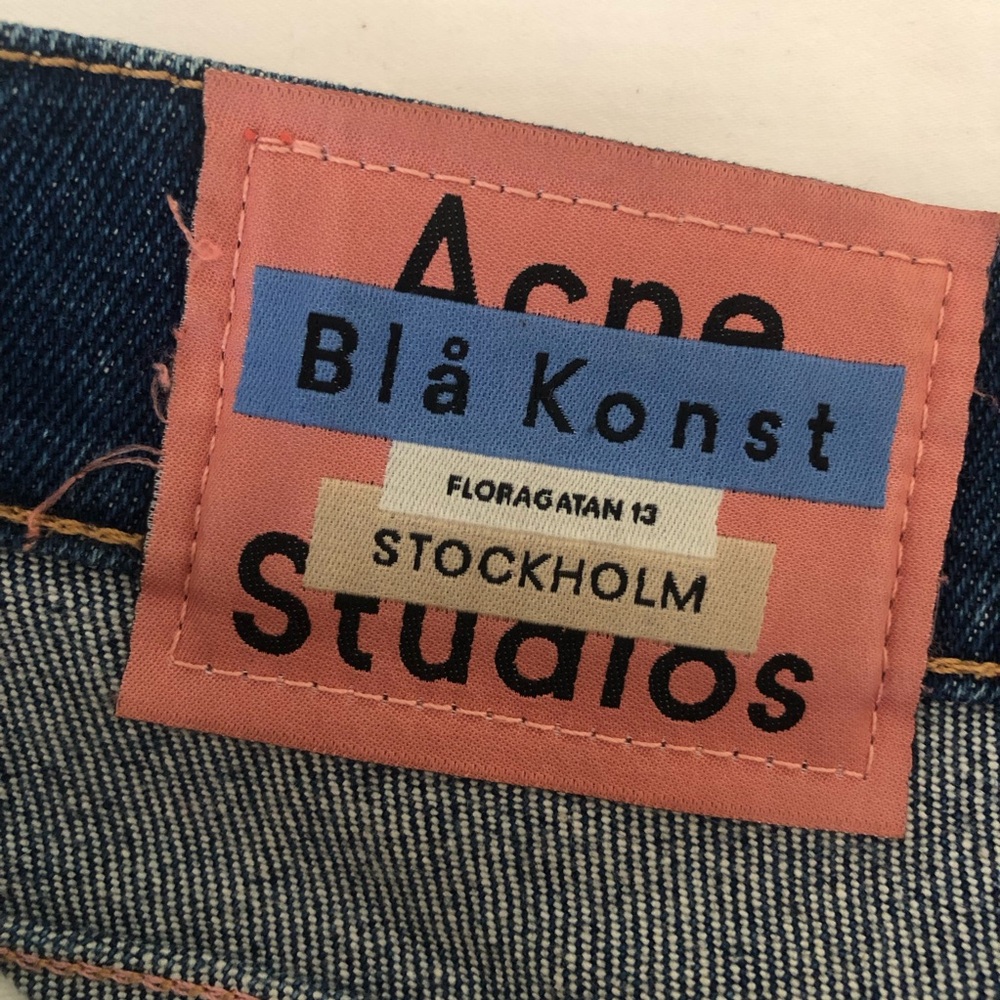 Acne Blue Denim Jeans with Contrast Stitching